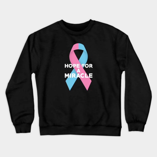 Hope For A Miracle Pink Blue Ribbon Crewneck Sweatshirt by mia_me